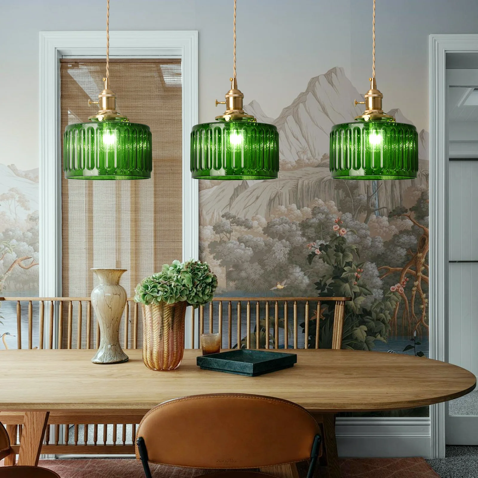 

Modern Led Pendant Light Green Crystal Chandelier Glass Ceiling Lamps Home Decor Lustre Living Room Dining Table Fixtures Island
