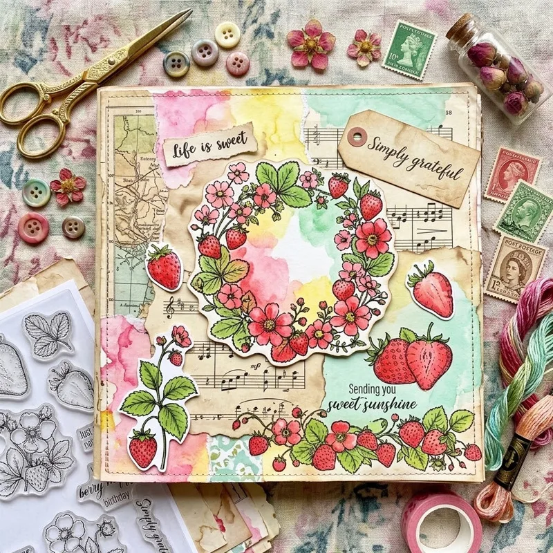 Retro Clear Stamp Set Music Constellation Strawberry Moon Eye Clear Stamps Scrapbooking Card Making DIY Journal Decor
