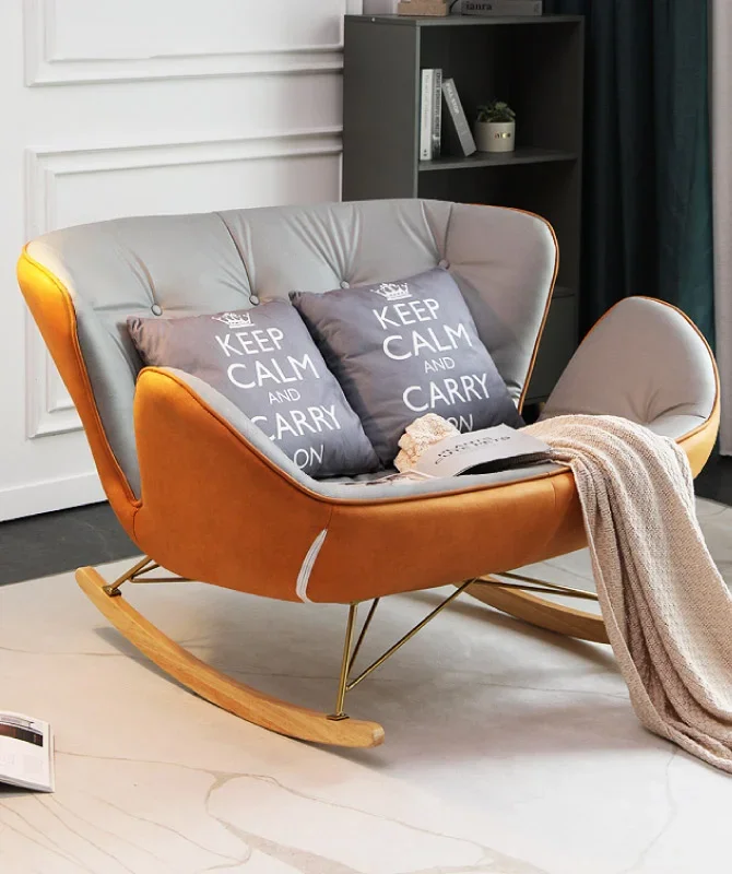 Modern Luxury Adult Lazy Sofa Chair Snail Orange Rocking Recliner For Home Leisure For Bedroom Wood Material