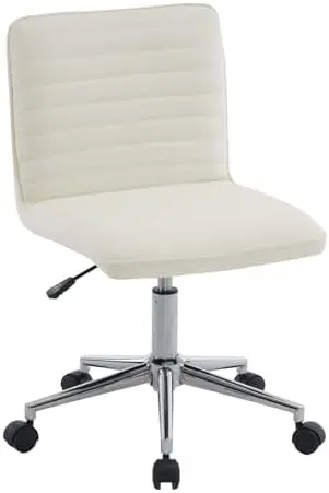 

PU Leather Office Chair, Adjustable Height Armless Desk Chair with °Swivel Wheels Computer Task Chair, Comfy Chair with Chrome