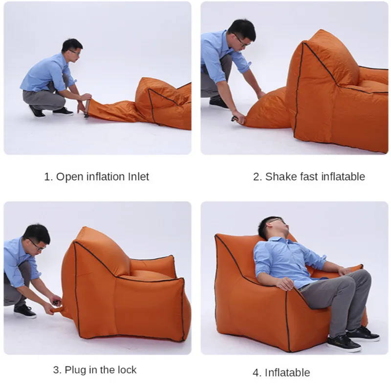 Outdoor Chair Inflatable Sofa Square Bottom Armchair Air Beach Camping Travel Rest Furniture Camping Leisure Seat Folding