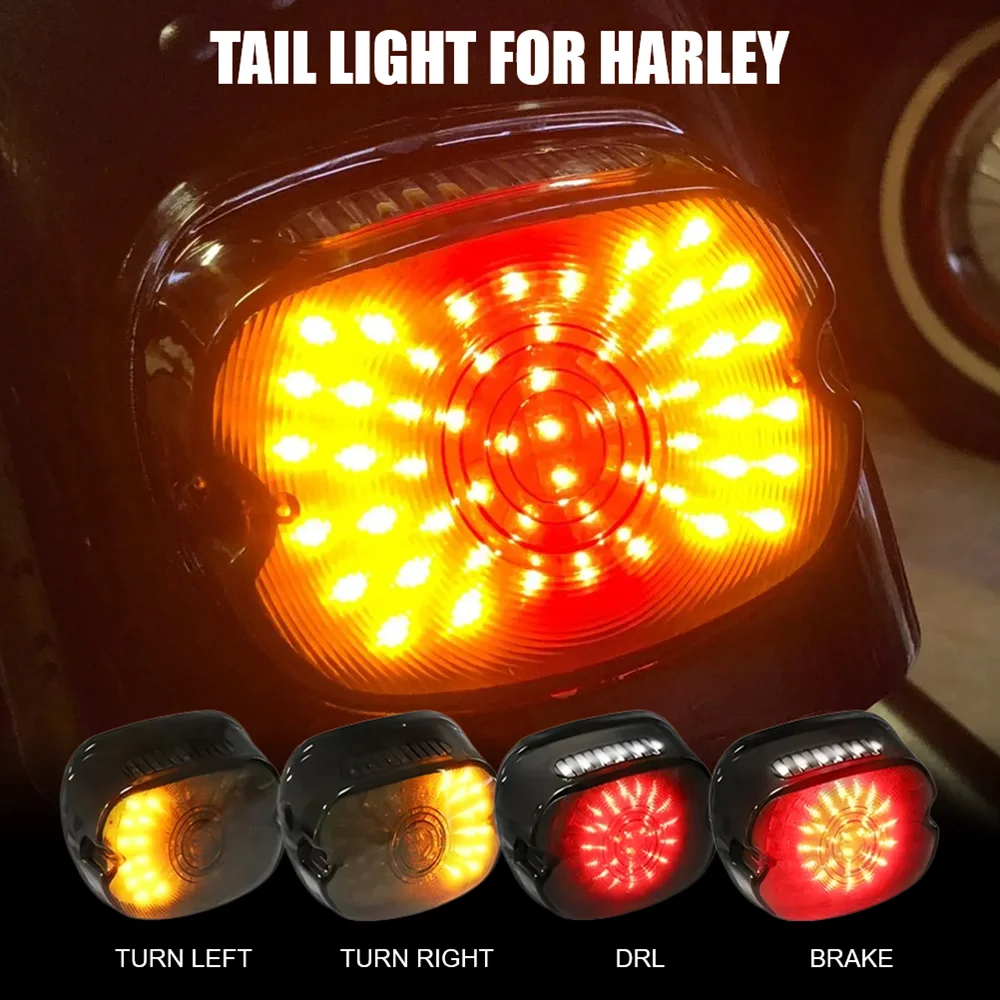 Motorcycle Rear Tail Light LED Brake Running Red Smoke Lamp Taillight For Harley Touring Softail Dyna Sportster XL883N XL1200N