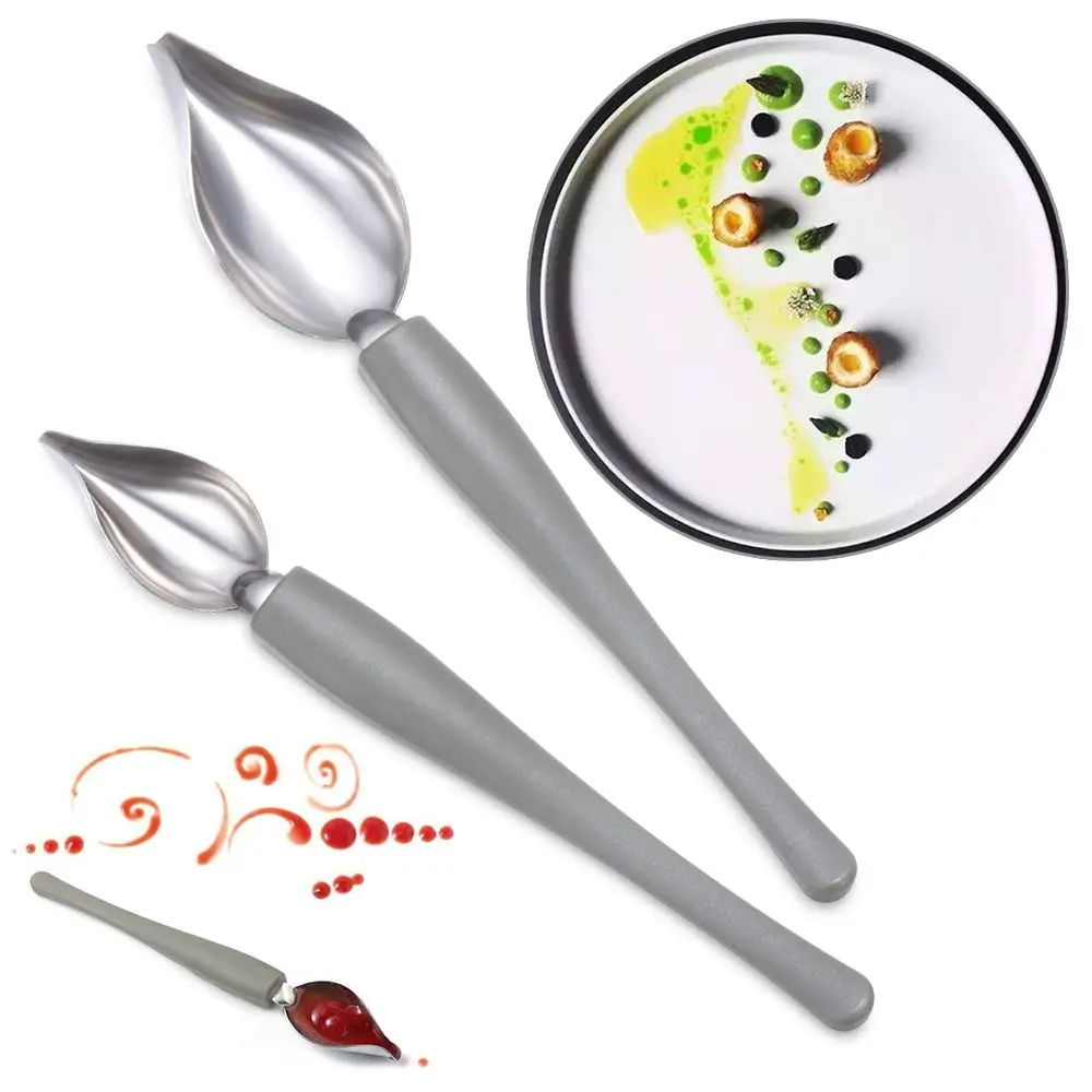 Chef Valon Sauce Plating Art Pencil Draw Design Kitchen Nozzle Portable Sauce Painting Pencil Spoon Dessert Decor