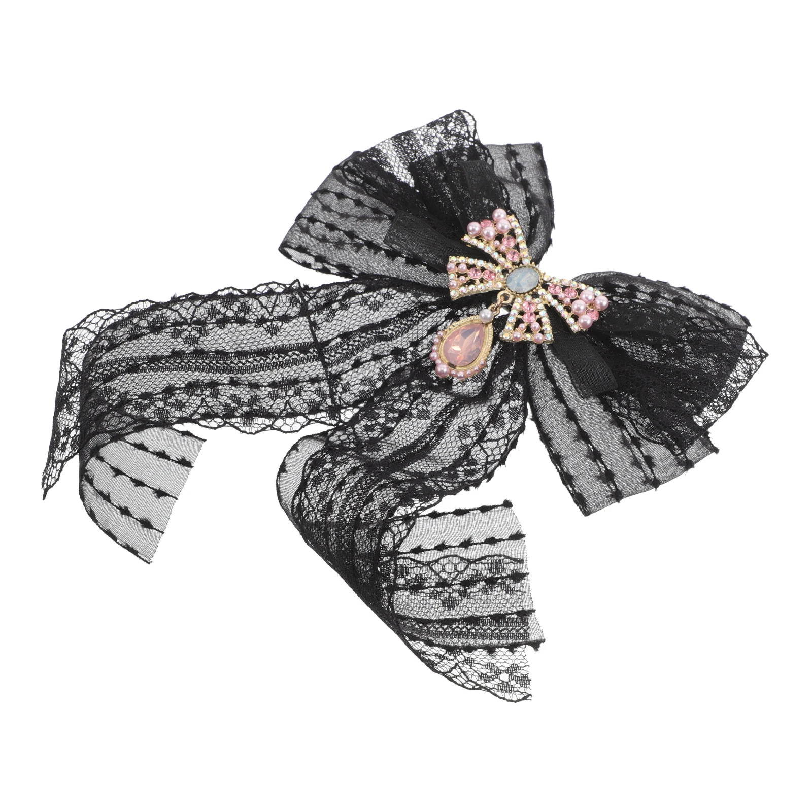 

Elegant Large Lace Bow Brooch For Women Stylish Attachable Bowknot Brooch Comfortable Durable Brooches For Parties Weddings Navy