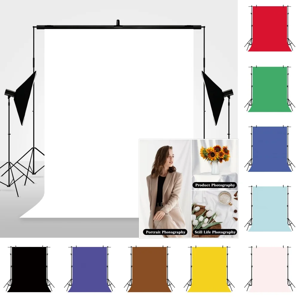Solid Color Portrait Photography Backdrop Vinyl Polyester Fabric Kids Adult Party Shooting Photo Background Photostudio Props