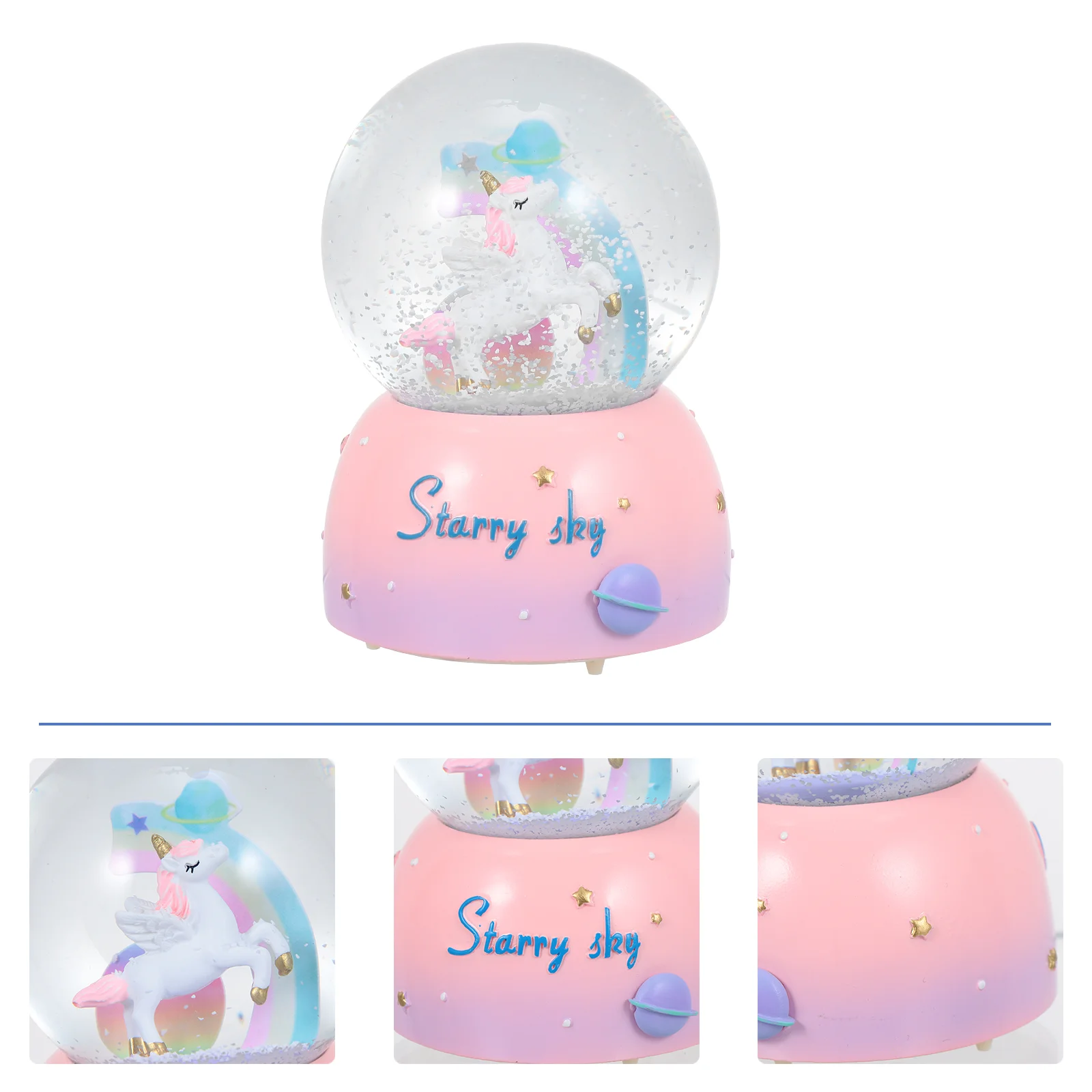 

Crystal Ball Music Box Without Batteries Unicorn Glass Snow Globe Decorations Creative Resin Automatic Snowing Gift for Spouse