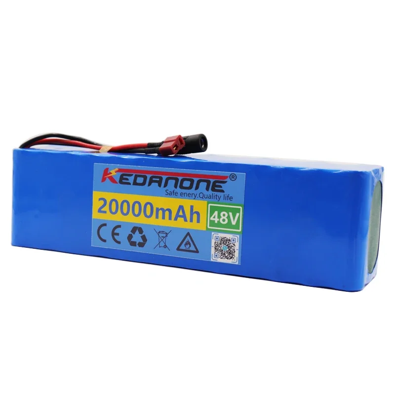 Batterie lithium-ion 48V, 20Ah, 1000W, 13S3P, avec BMS intégré et chargeur inclus, pour vélo électrique et scooter, 54.6V