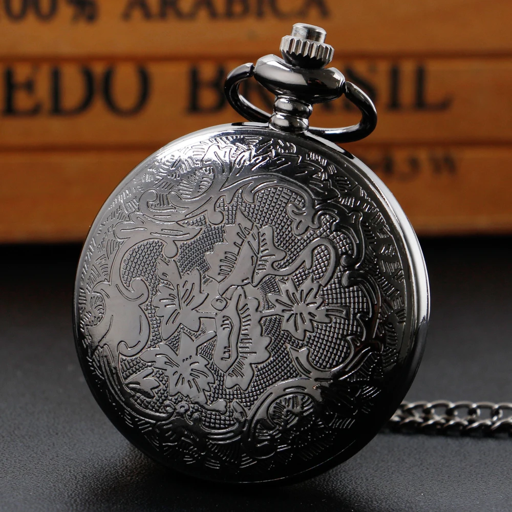 New Art Blue Starry Sky Dial Necklace FOB Chain Skeleton Quartz Roman Numerals Case Pocket Watches With Chain Gifts