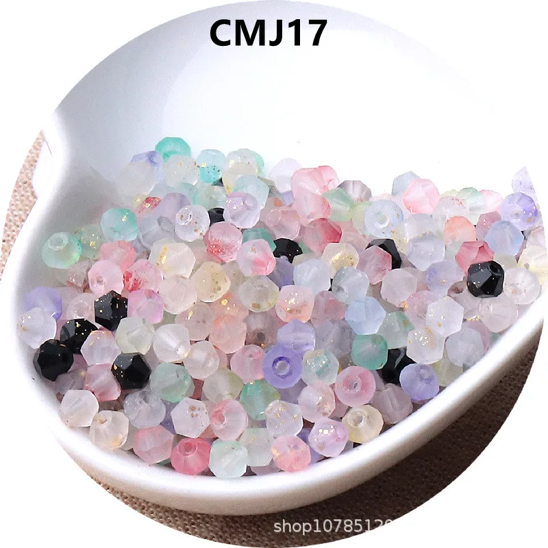 Super Excellent 4mm Transparent Matte Fire Magic Bead Glass Crystal Double Pointed Faceted Handmade DIY Accessories, Rhombus