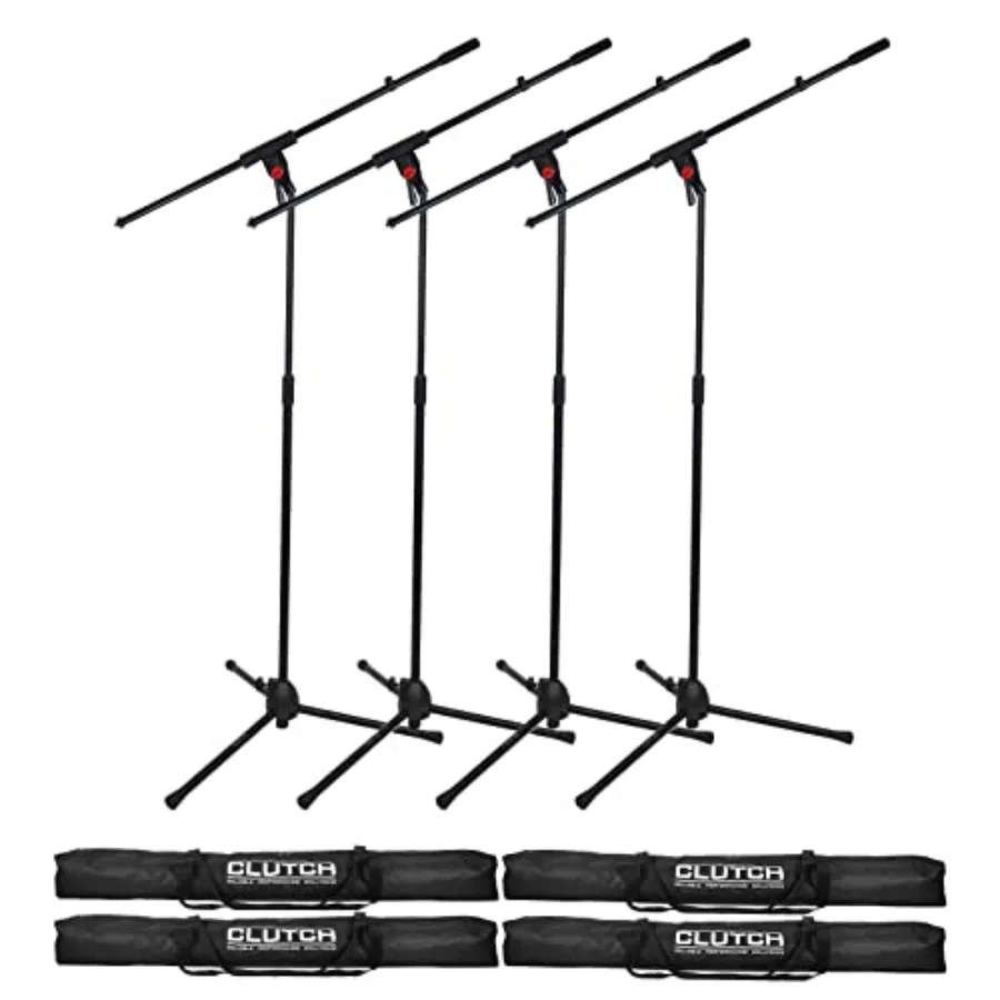 

Профессиональные микрофонные стойки-штативы DJ Pro Audio Band с сумками для переноски и зажимами для микрофонов, 4 шт.