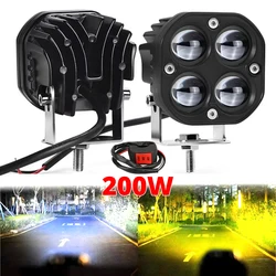 3 Inch Dual Color LED Spotlights 200W led fog lamp for motorcycle Truck SUV 30000LM 24V 12V turn signals Headlight Accessories