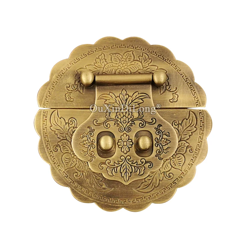 Retro 4PCS ทองเหลืองโบราณกล่องหัวเข็มขัดเครื่องประดับหน้าอกกล่องกระเป๋าเดินทาง BUCKLE คลิป Clasp เครื่องประดับของขวัญกล่อง LATCH Clasp