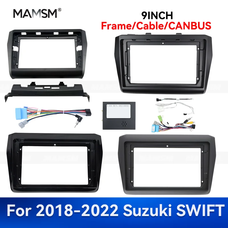

MAMSM 9 inch For 2018-2022 Suzuki SWIFT Android Auto Multimedia GPS Car Radio Fascia Stereo Frame Wiring Harness Kit Canbus