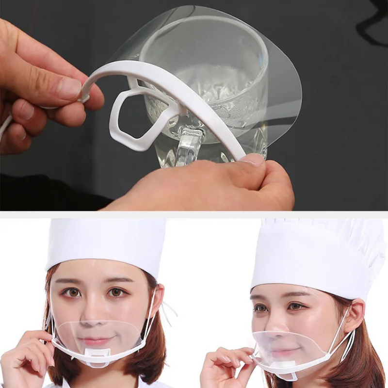 Kitchen Hygienic Safety Mask Hygienic Plastic Mask Protection Splash-proof Transparent Food Mouth and Nose Mask 10pcs