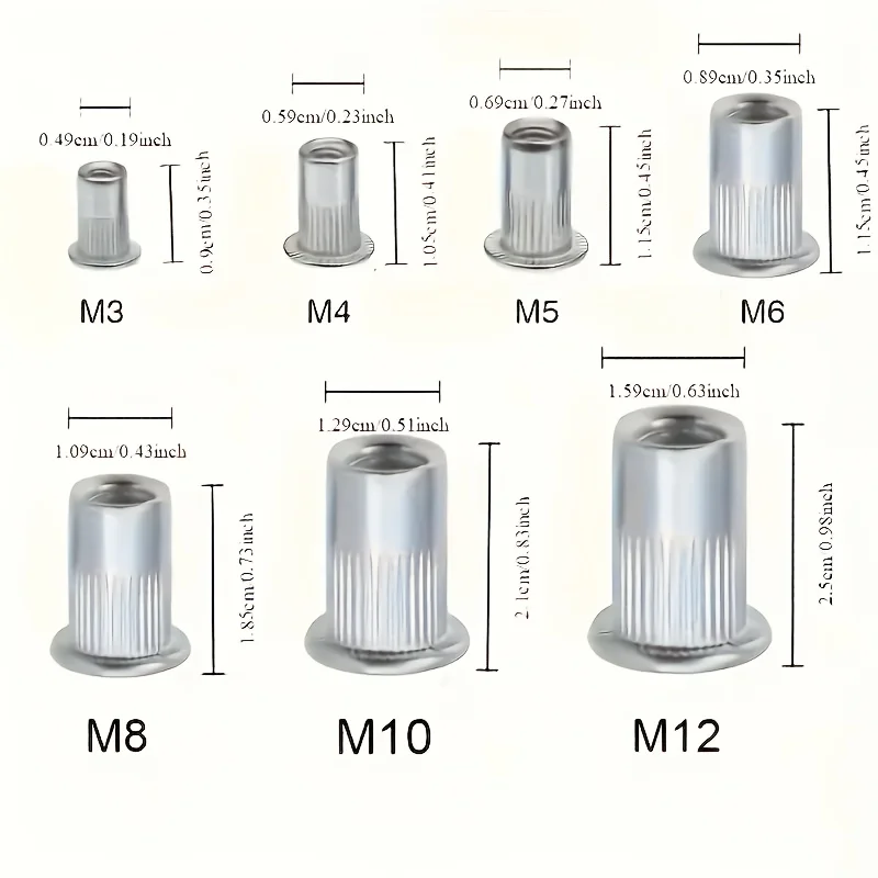 320pcs Aluminum Rivet Nut Kit M3-M12 UNC Sizes With Hand Pliers Hex Sockets for Auto Industrial Use