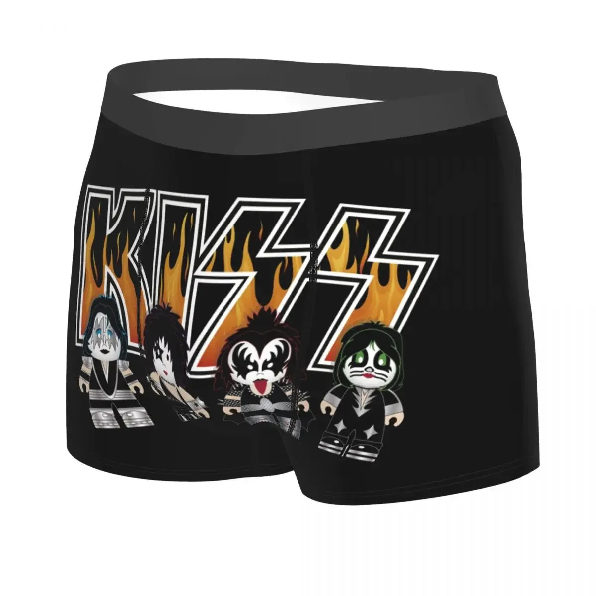 Novelty Heavy Metal Rock Kiss Band Boxers Shorts Panties Male Underpants Stretch Rock And Roll Briefs Underwear