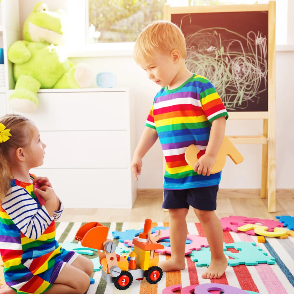 Kit escavatore in legno Costruzione educativa per bambini Pregevole fattura Coordinazione occhio-mano Apprendimento cognitivo assemblato