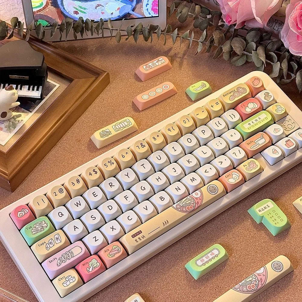 140 Keys SOA Keycaps Hot pot theme Gift Cute Key Cap Sublimation 61/64/87/84/100/104 Mechanical Keyboard 2.25 U 2.75U Spacebar