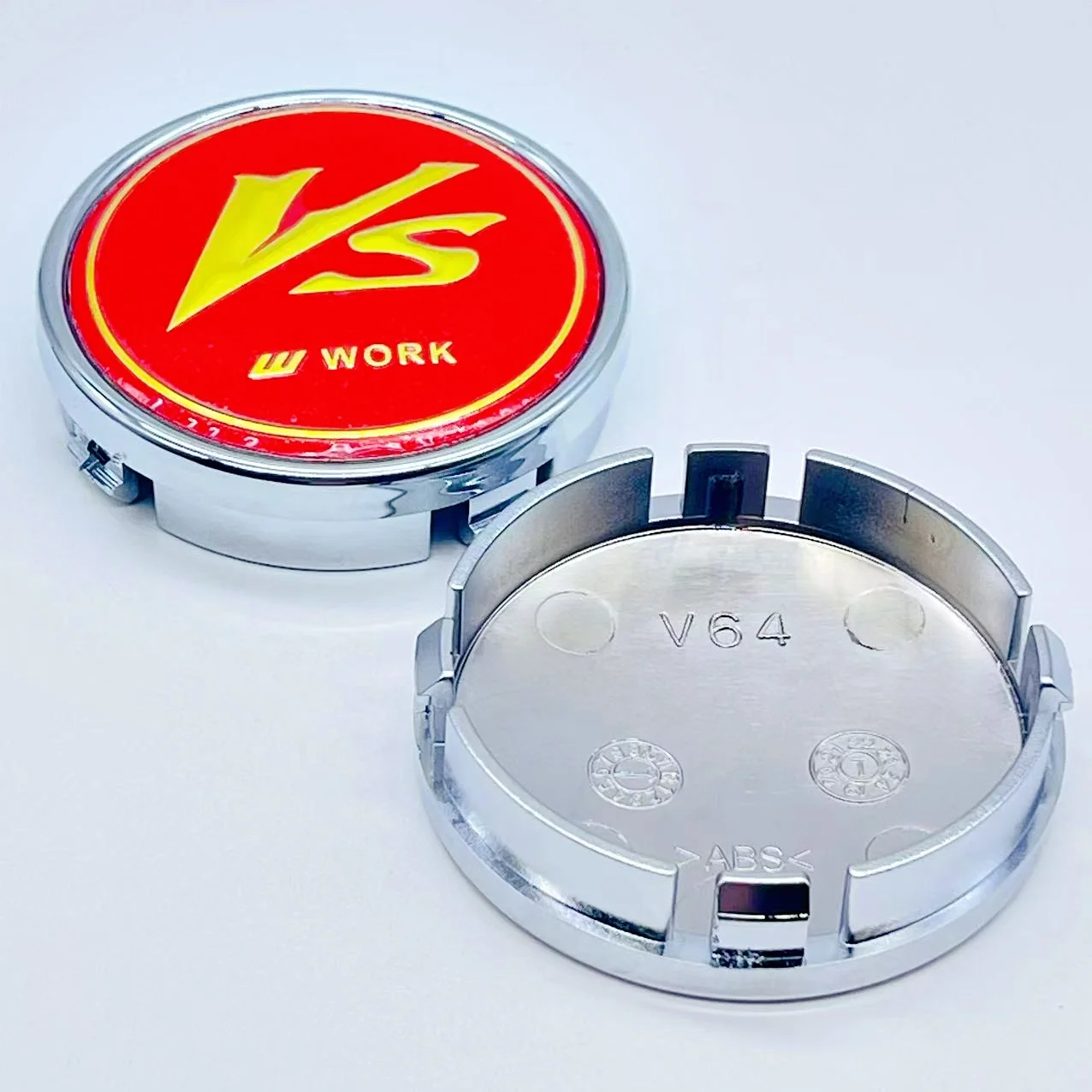 

New 4Pcs 3D 64MM OD / 61MM ID Car Wheel Center Cap Logo Hub Cover Badge Emblem For VS W work sticker Decals Styling accessorie