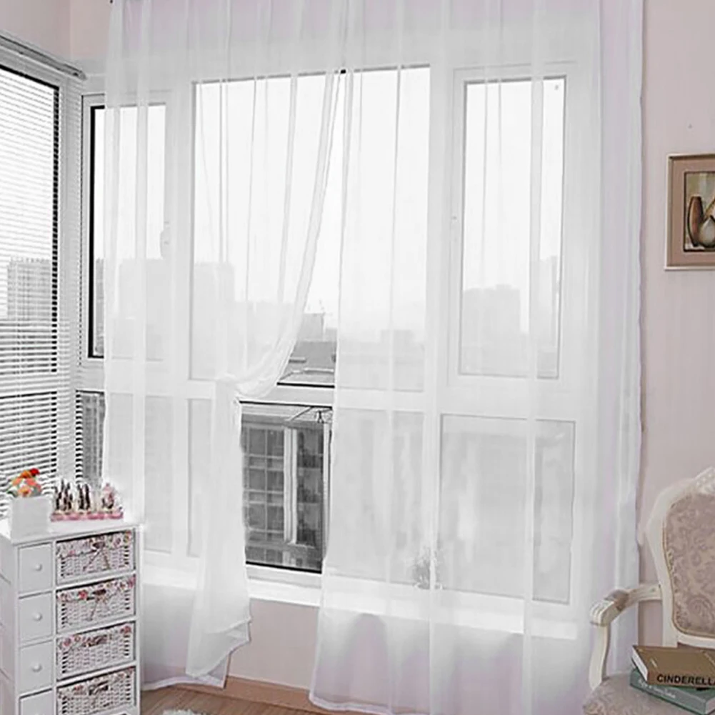 Voltsify Sheer Voile Window Curtain Panel, 100cm W X 200cm H