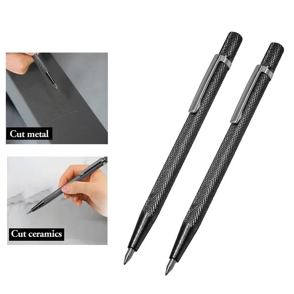 2pcs Diamond Metal Marker Engraving Pen Tungsten Carbide Nib Stylus Pen For Glass Ceramic Metal Wood Engraving Hand Tools