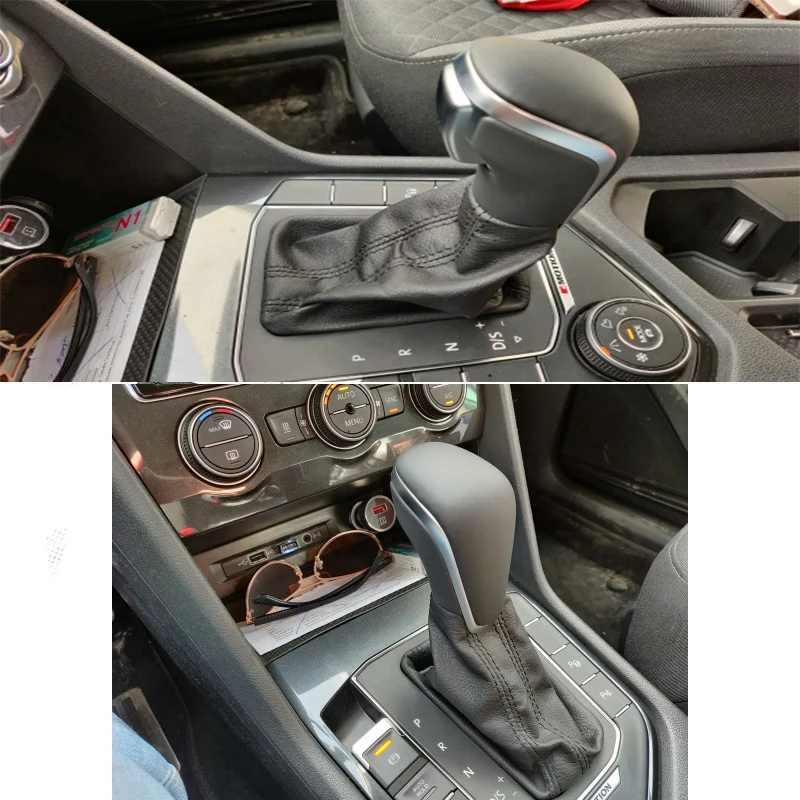 Car Gear Shift Knob With Leather Boot Gaiter Gear Stick LHD AT Auto Trans For- A7 A6 PA STYLE C7 2016 2017 2018