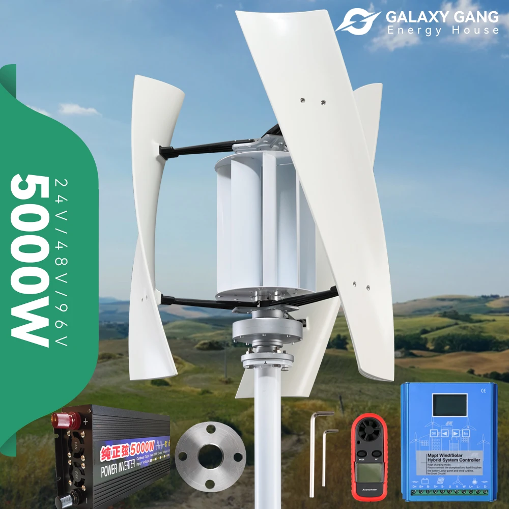 

5KW Vertical Axis Maglev Wind Turbine High Voltage Generator 5000w 24V 48V With Charge Controller Household Windmill