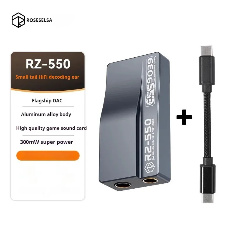 ROSESELSA RZ550 Portable HIFI Headphone Amplifier USB C DAC AMP ES9039Q2M DSD256 Decoding Type-c/lightning To 3.5/4.4mm Output