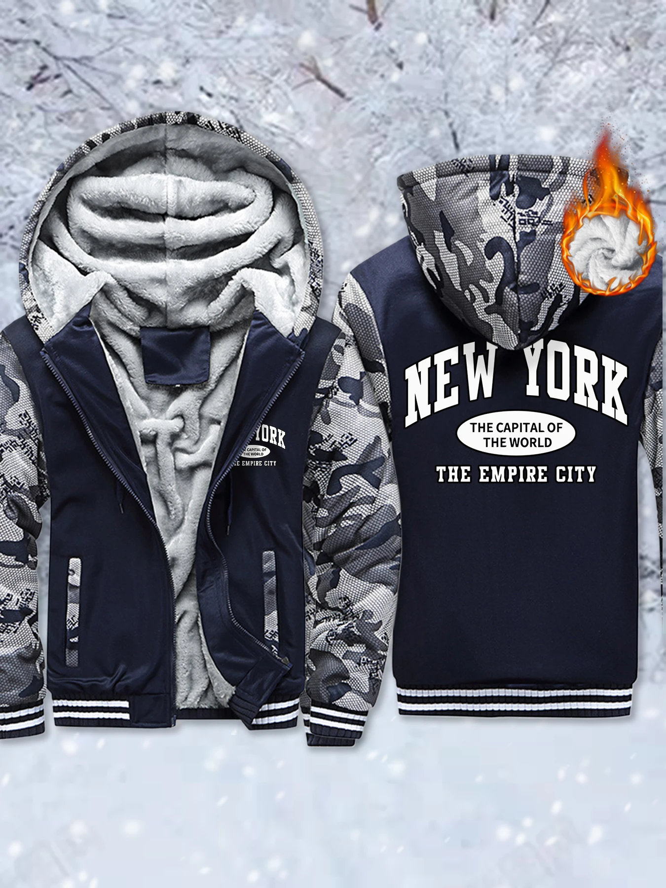 

Зимняя мужская толстовка с принтом New York The Capital Of The World, высококачественное уличное пальто, повседневная мягкая куртка, флисовые модные куртки