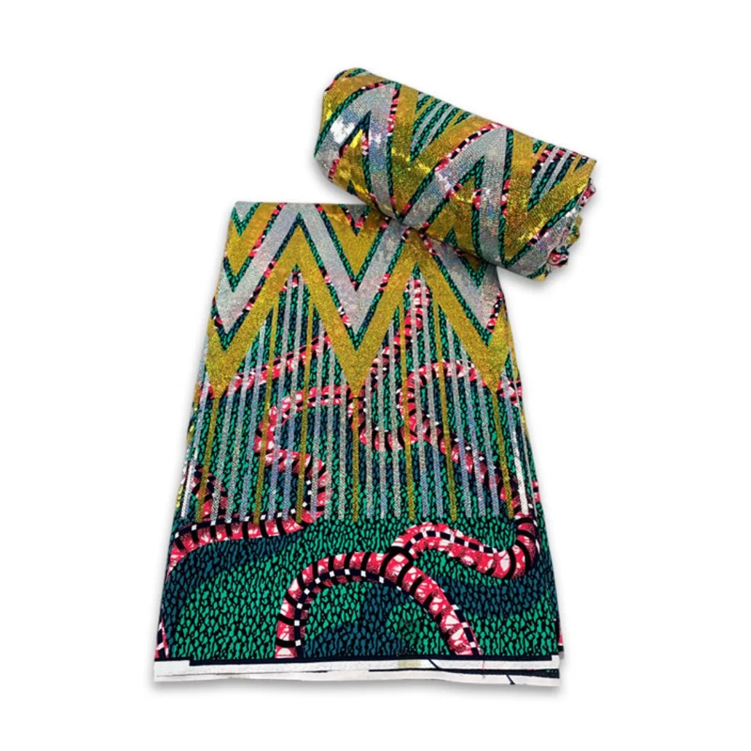 Tela con estampado de cera de Ankara, tela bordada con lentejuelas, vestido africano para fiesta de Navidad, Y6-4G, 2024