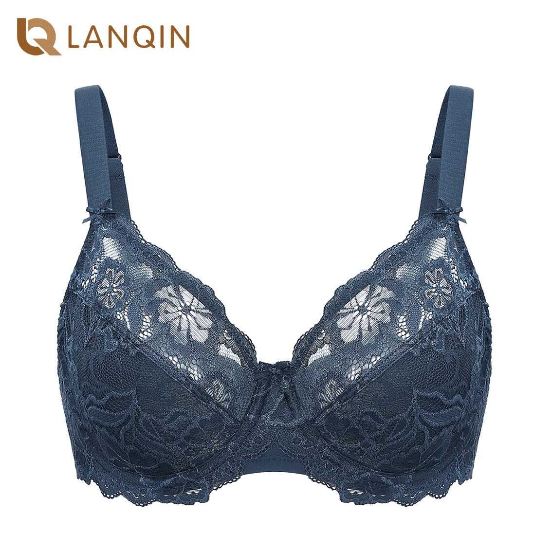 

Women's Full Coverage Non padded Underwired Embroidery Floral Lace Bra Plus Size Sexy Lingerie B C D DD E F G H