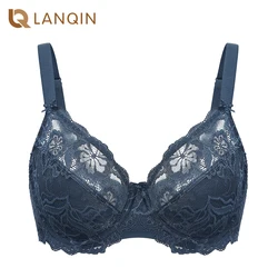 Women's Full Coverage Non padded Underwired Embroidery Floral Lace Bra Plus Size Sexy Lingerie B C D DD E F G H