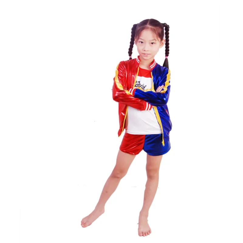 

Adult Kid suicide cosplay costumes Quinn squad Harley Monster T shirt coat jacket pants gloves full set cosplay costume