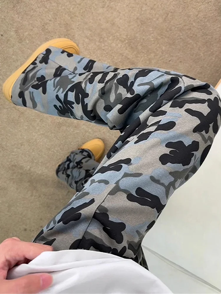 

American Retro Camouflage Knife Sweatpants Loose Straight Leg Sport Long Trousers Men Women Autumn Small Design Sense
