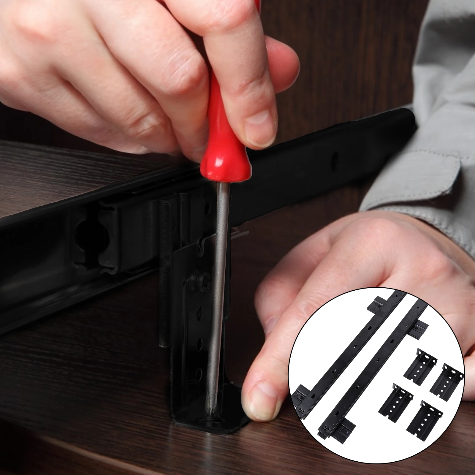 

1 пара направляющих для лотка для клавиатуры, подшипник стального шарика, гладкий тихий направляющий ящик для выдвижной платформы для клавиатуры стола