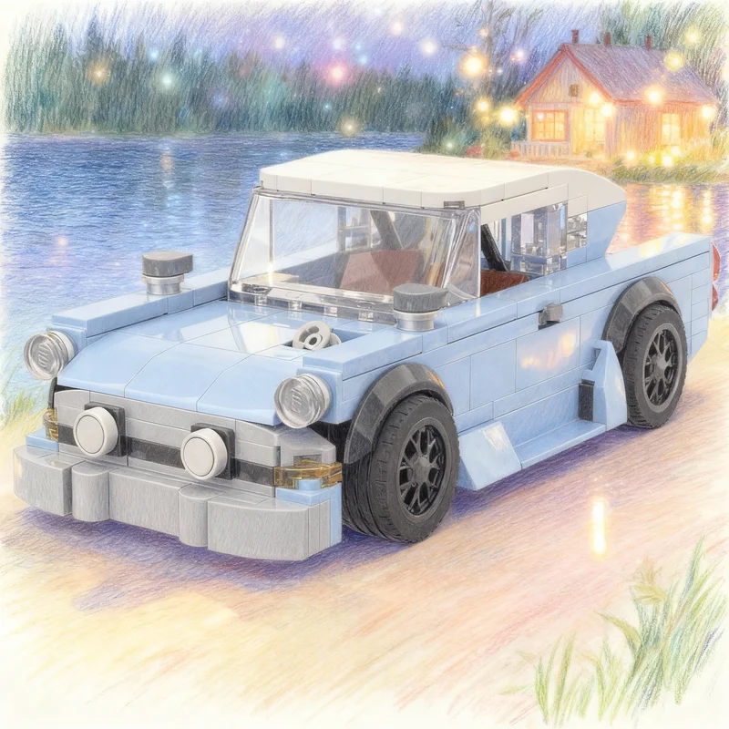 

Набор строительных блоков MOC Forded Anglia Custom City Champions, 287 деталей, для сборки моделей, идеи для подарков на Рождество, конструктор, развивающие игрушки