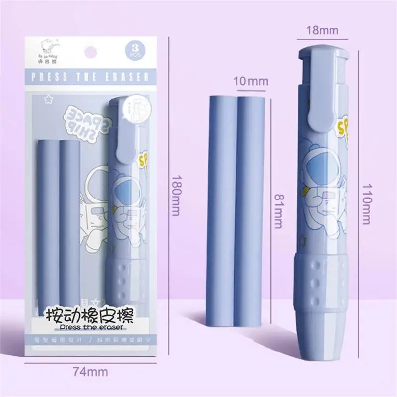 1 шт., ластик со сменным сердечником, милые Мультяшные Ластики-карандаши для детей, выдвижной ластик-карандаш, резиновый мягкий стержень