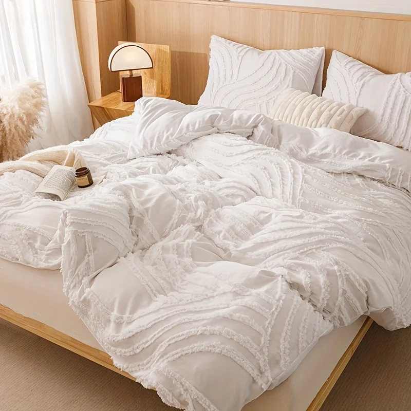 3Luxury Striped Floral Bedding Suit，Including1Sheet 2Pillowcase - Soft、Breathable Fabric、Weaving Process、Year-round Comfort、Mach