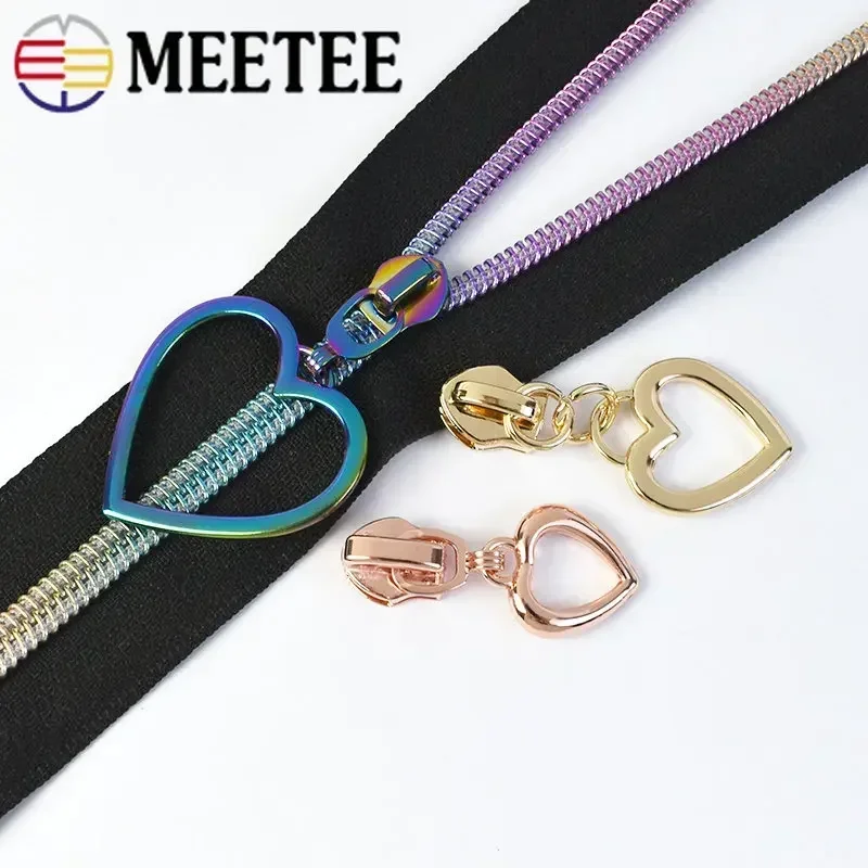 5-30Pcs Heart Zipper Pulls 5# Zippers Slider for Nylon Zip Tape Bag Shoes Zips Head Repair Kits DIY Clothing Sewing Accessories