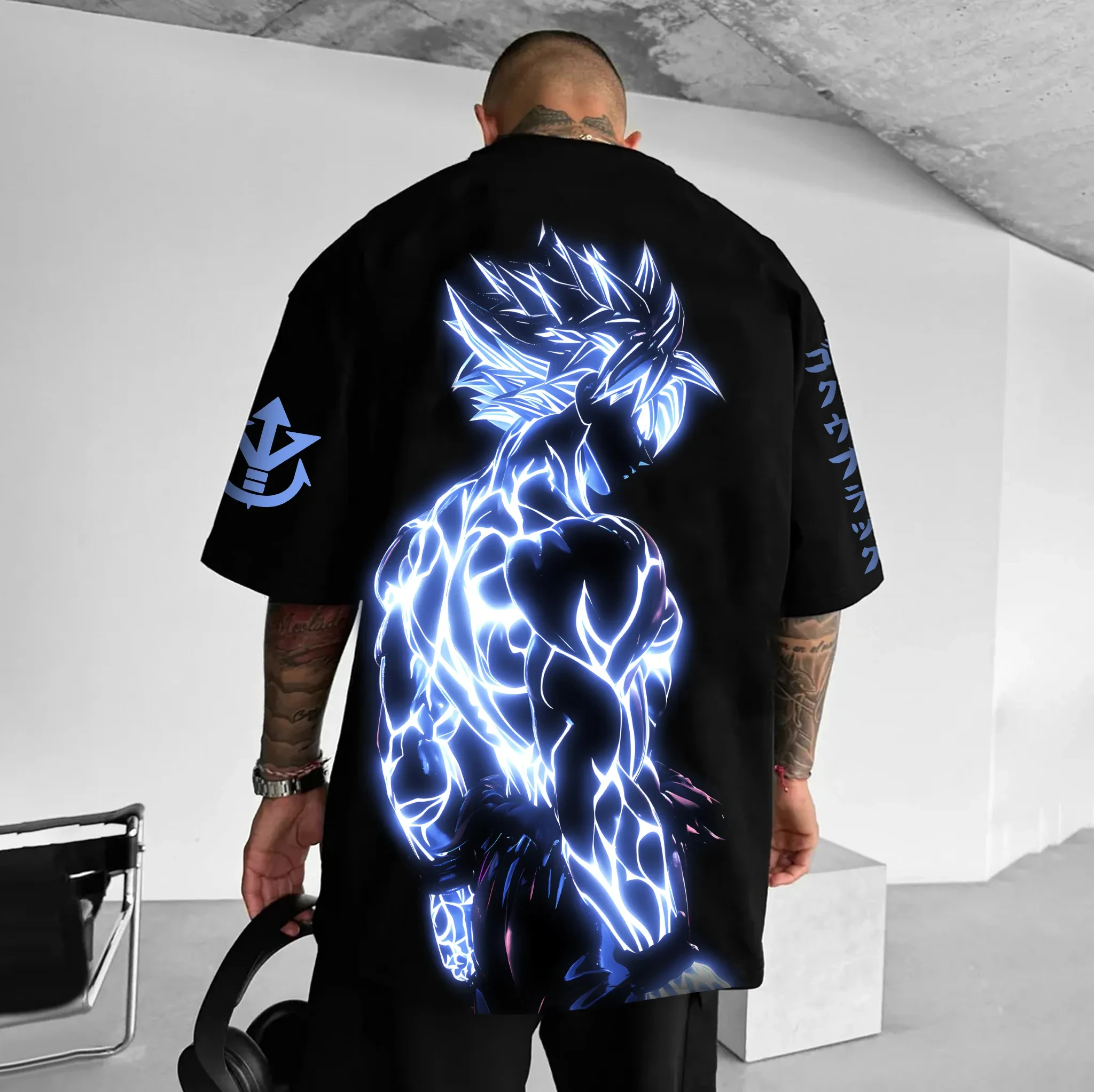 Dragon Ball Goku Vegeta Camisetas deportivas holgadas de manga corta de algodón con estampado de estilo americano y cuello redondo para hombres y mujeres