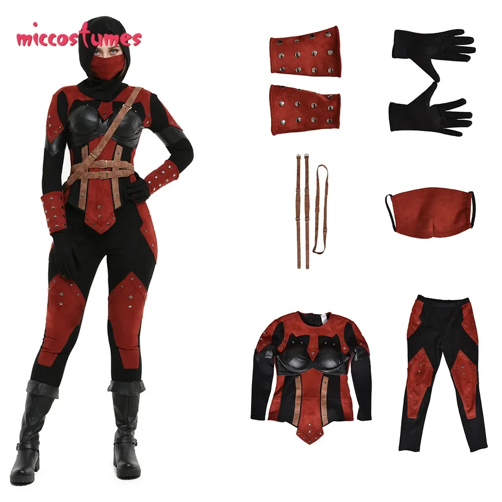 

Miccostumes Dark Female Cosplay Costume Set with face covering and Hood Women Halloween Outfit