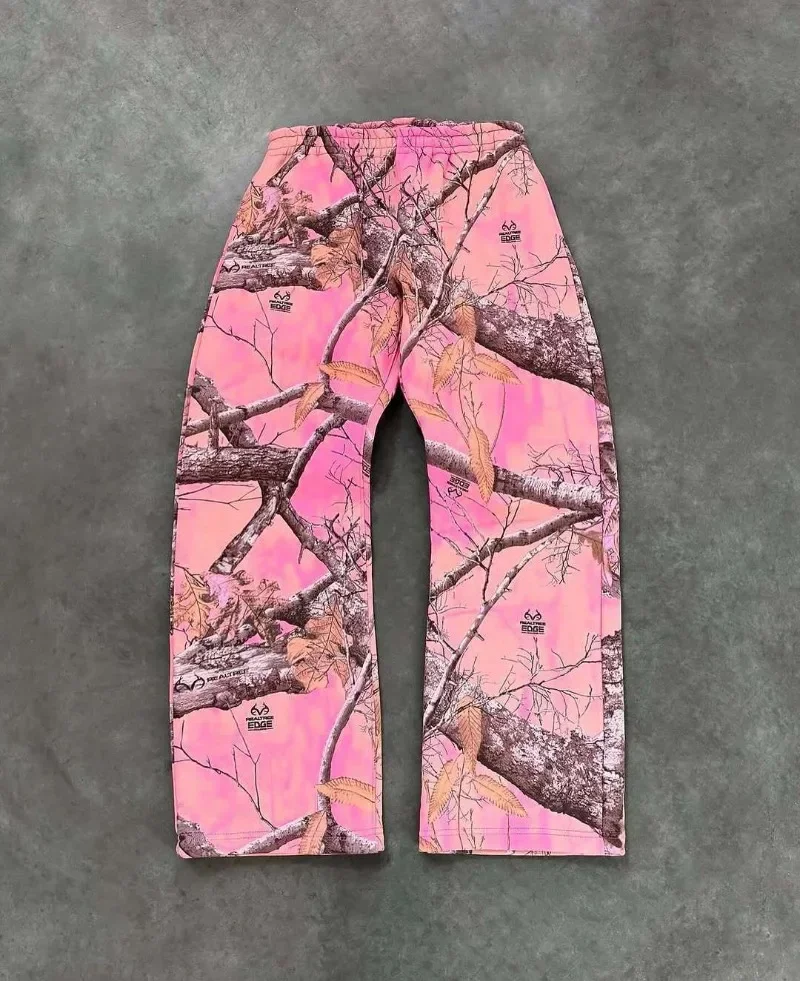 Retroใหม่Y2K CamouflageรูปแบบHoodie Hip Hopผู้ชายและผู้หญิงสีชมพูStreetwearอินเทรนด์Pullover Punkแฟชั่นสบายๆCamo