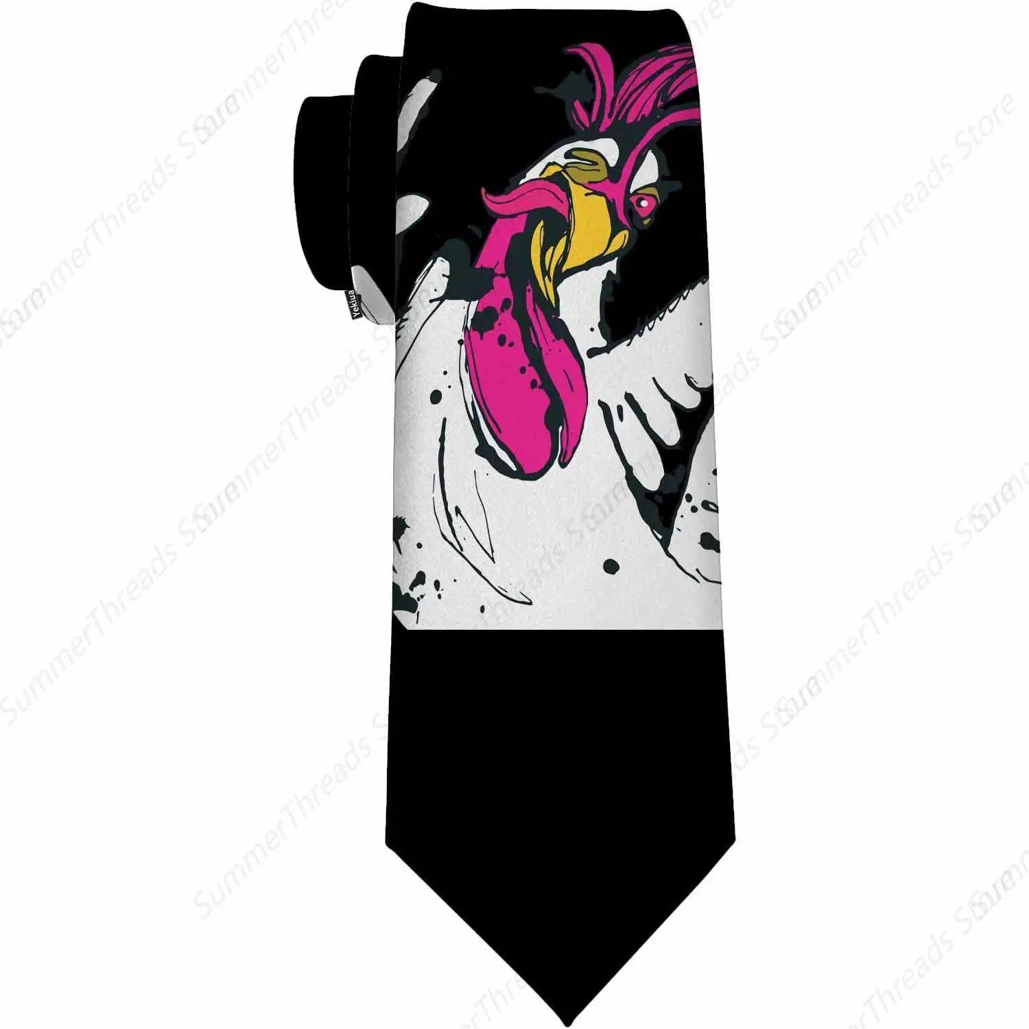 Cock Ties Funny Chicken Showing Victory Sign Winking Men's Business Necktie For Husband Father Valentine's Day Father's Day Gift