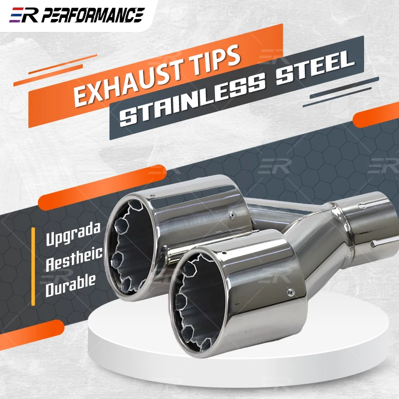 1Pcs Double Outlet Stainless Steel Car Muffler Cars Accessories Exhaust Tip System Pipe Universal Exhaust Tip  For Golf 7 Nozzle