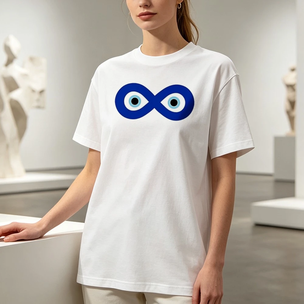 Infinity Evil Eye Graphic Tee Eternal Protection Amulet Spiritual Women Men Trendy Shirt Turkish Tourist Souvenir Cotton Tops