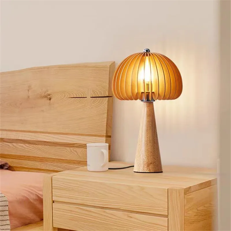 White Ash Tripod Floor Lamp Living Room Decor logs Wooden Lamp Modern E27 Pumpkin Lamp Vintage Lighting Bedside floor lamp