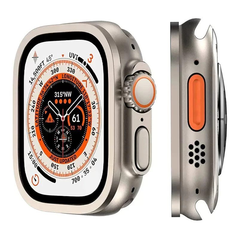 Telaio di copertura in lega di alluminio + vetro temperato HD per Apple Watch Ultra/2 Custodia 49mm Accessori protezione schermo serie iWatch 49MM