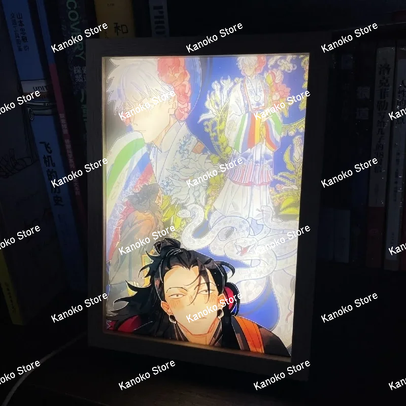 Jujutsu Kaisen Anime rysunek dostosowane Led lampka nocna malarstwo dekoracyjne ramka na zdjęcia Satoru Gojo malowanie biurko dekoracja pokoju