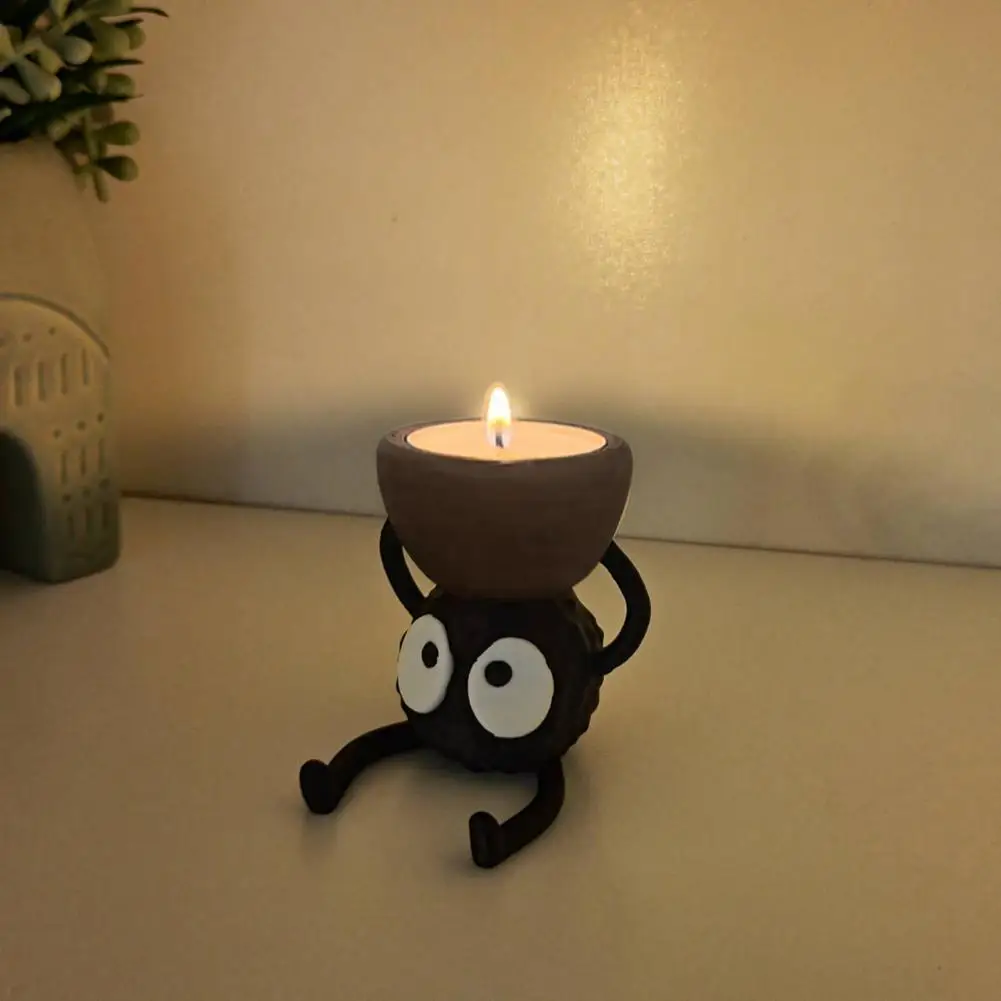 

Desktop Candle Holder Festive Candle Decor 3d Printed Cartoon Briquette Elf Ghost Candle Holder Tealight Stand Centerpiece