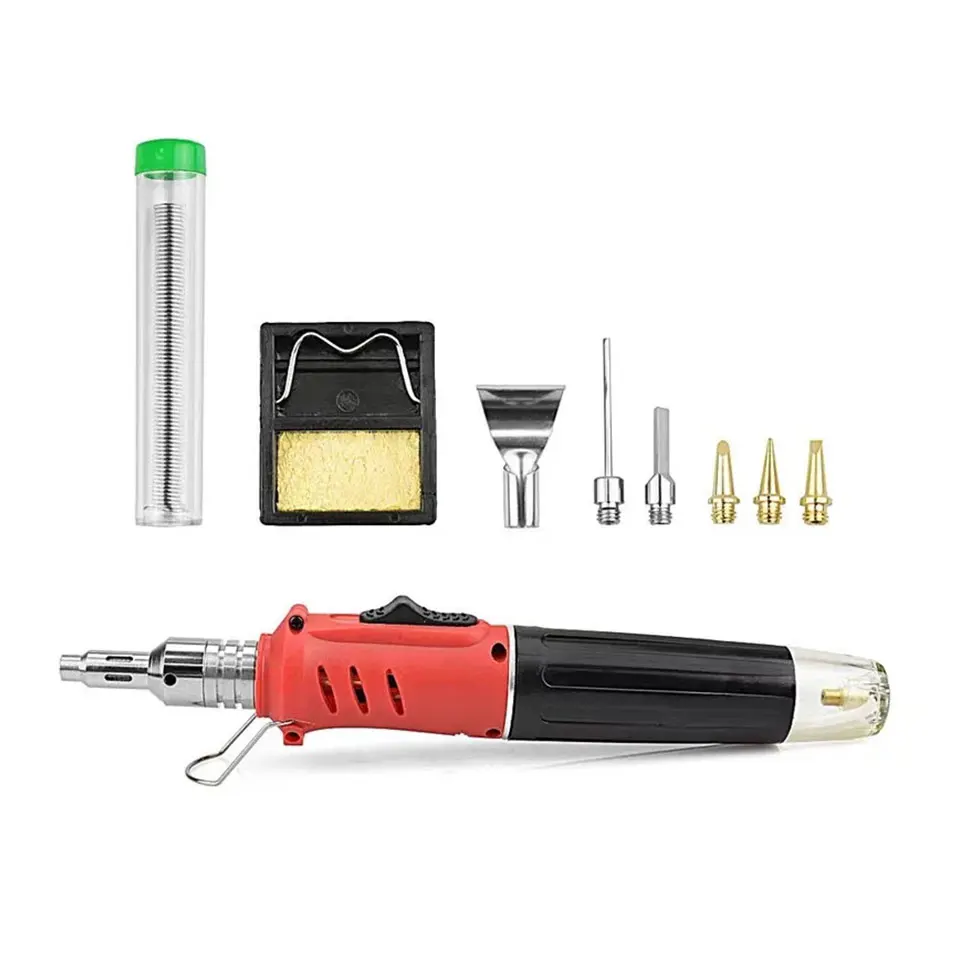 Multifunction HS-1115K Butane Lighter Spray Gun 10-In-1 Gas Soldering Iron with CASE Set Portable Welding Equipment Tool